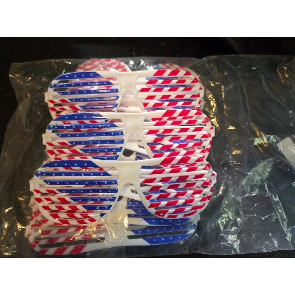 12‎ Pack American Flag Shutter Glasses Patriotic USA Red White Blue Party Favors